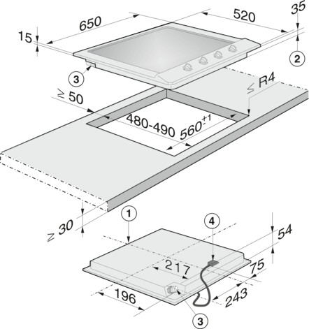 Miele KM 2010 Gázfőzőlap