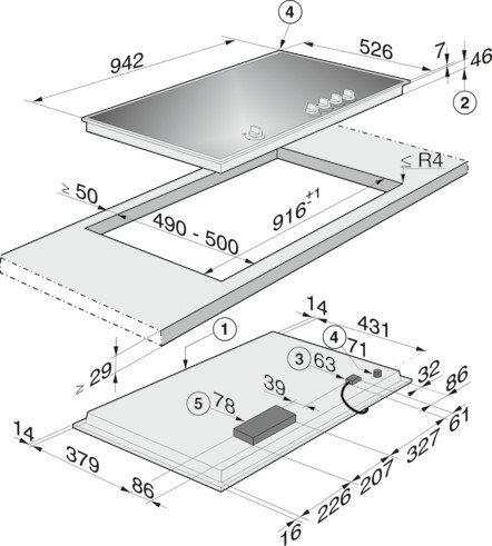 Miele KM 3054-1 Gázfőzőlap