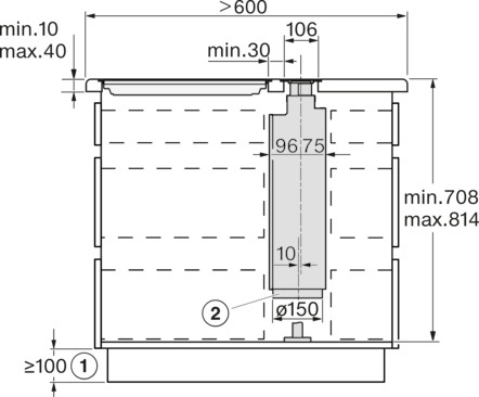 Miele DAD 4841 Black Levantar Downdraft páraelszívó