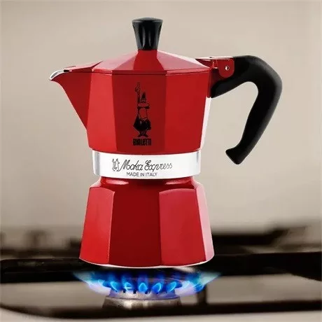 Bialetti 0004942 Moka Express kotyogós kávéfőző, piros, 3 adag