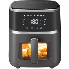   TOO AF-150B-1400 W fekete 5 L forrólevegős sütő (air fryer/airfryer) digitális vezérléssel, betekintő ablakkal