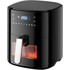   TOO AF-650-B-1500 W fekete 6 L forrólevegős sütő (air fryer/airfryer) digitális vezérléssel, betekintő ablakkal