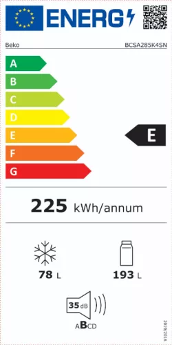 BEKO BCSA285K4SN beépíthető alulfagyasztós hűtőszekrény