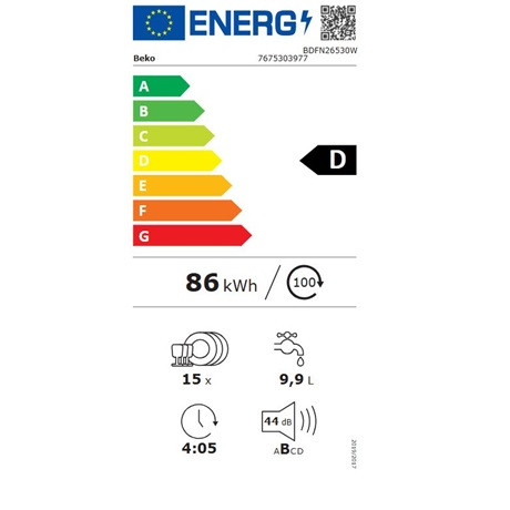 BEKO BDFN26530W mosogatógép 15 teríték