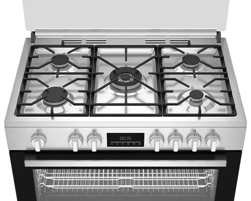 BEKO BGM11226EX kombinált tűzhely, 5 zónás gázfőzőlap, 111 l sütőtér, inox