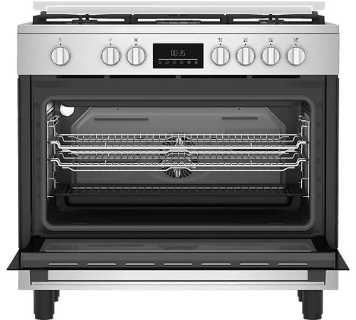 BEKO BGM11226EX kombinált tűzhely, 5 zónás gázfőzőlap, 111 l sütőtér, inox