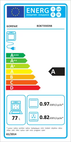 GORENJE BO6735E05B beépíthető sütő, 77 l, A energiaosztály, légkeverés