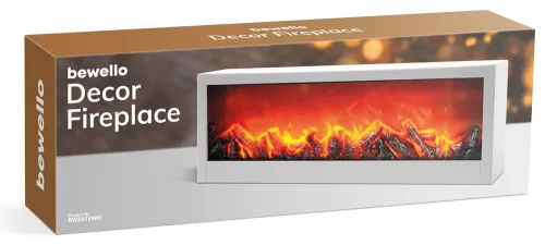 BEWELLO BW2015WH LED-es kandalló lánghatással, fehér, elemes vagy USB-s működés