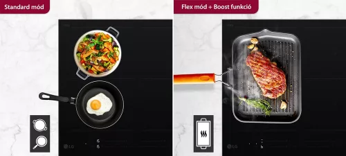 LG CBIZ2437B beépíthető indukciós főzőlap, Flex mód, Boost funkció, fekete