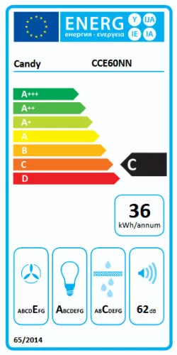 CANDY CCE60NN kürtős páraelszívó, 60 cm, fekete, LED világítás