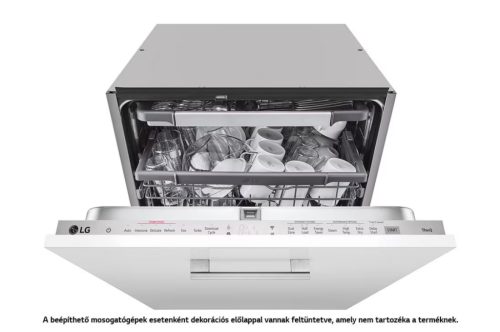 LG DB365TXS QuadWash™ beépíthető gőzös mosogatógép TrueSteam™ technológiával, Automatikus ajtónyitás, 14 teríték, ThinQ™ WiFi funkció