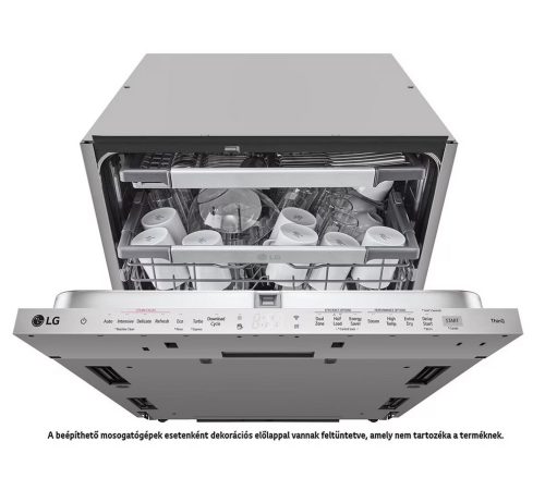 LG DB476TXS QuadWash™ beépíthető gőzös mosogatógép TrueSteam™ technológiával, Automatikus ajtónyitás, 14 teríték, ThinQ™ WiFi funkció