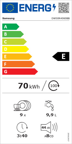 SAMSUNG DW50R4060BB/EO keskeny mosogatógép 9 teríték