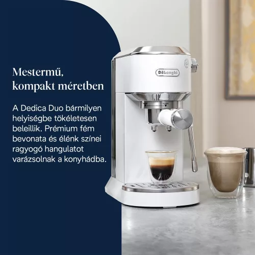 De’Longhi Dedica Duo EC890.WI karos presszókávéfőző, fehér, Hot & Cold, 15 bar