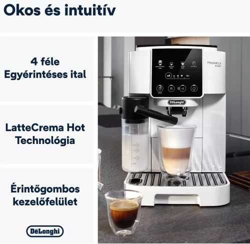 De’Longhi ECAM220.61.W Magnifica Start Milk automata presszó kávéfőző, 1450 W, fehér