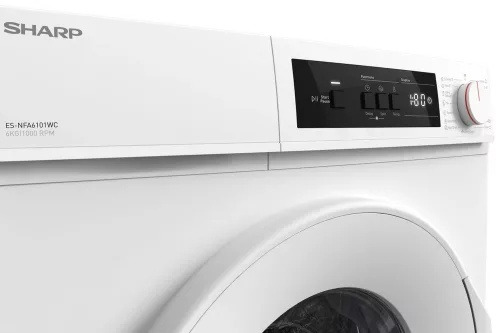 SHARP ES-NFA6101WC-EE elöltöltős mosógép, 6 kg, C energiaosztály, 1000 ford./perc, fehér