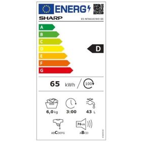   SHARP ES-NFA6102WDEE GŐZPROGRAMOS keskeny elöltöltős mosógép
