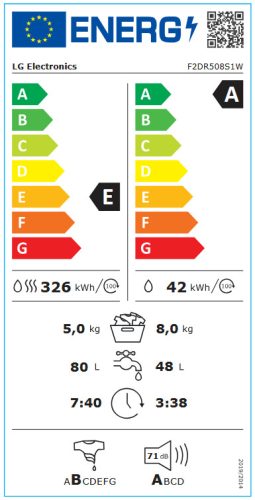 LG F2DR508S1W keskeny mosó-szárítógép