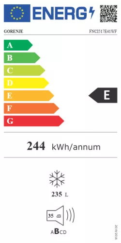GORENJE FNCI517E41WF beépíthető fagyasztószekrény, 235 l, NoFrost, E energiaosztály