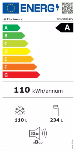 LG GBV3100APY 344 literes alulfagyasztós hűtőszekrény, NoFrost, A energiaosztály