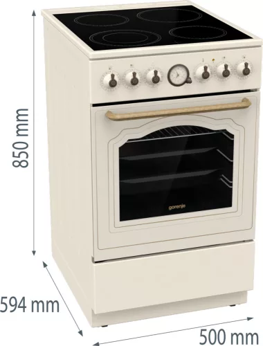 Gorenje GECS5B70CLI Classico villanytűzhely, üvegkerámia főzőlappal és légkeveréses sütővel