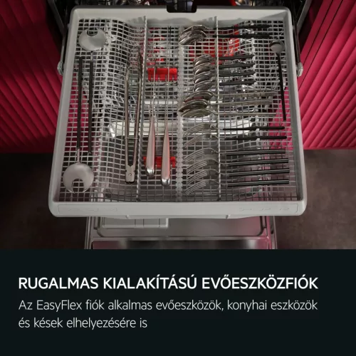 AEG GI6220D2SN fekete beépíthető mosogatógép, 14 teríték, EasyFlex fiók, AirDry szárítás, inverteres motor