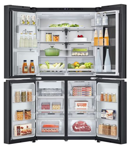 LG GMG960EVEE InstaView™ Négyajtós hűtőszekrény DoorCooling⁺™, Craft Ice™ és ThinQ™ technológia, 638L kapacitás