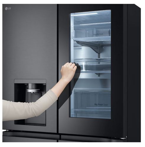 LG GMG960EVEE InstaView™ Négyajtós hűtőszekrény DoorCooling⁺™, Craft Ice™ és ThinQ™ technológia, 638L kapacitás