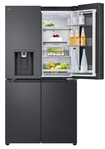 LG GMG960EVEE InstaView™ Négyajtós hűtőszekrény DoorCooling⁺™, Craft Ice™ és ThinQ™ technológia, 638L kapacitás