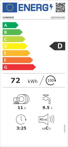 GORENJE GS541D10W keskeny mosogatógép