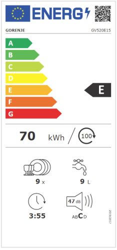 GORENJE GV520E15 beépíthető mosogatógép