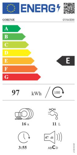 GORENJE GV643E90 beépíthető mosogatógép