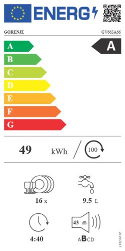GORENJE GV663A66 beépíthető mosogatógép