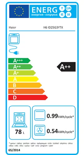 Haier H6 ID25G3YTX beépíthető elektromos sütő 78 l, AirFry, WiFi, A++