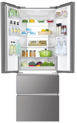 HAIER HB17FPAAA francia ajtós hűtőszekrény, 446 l, platina inox