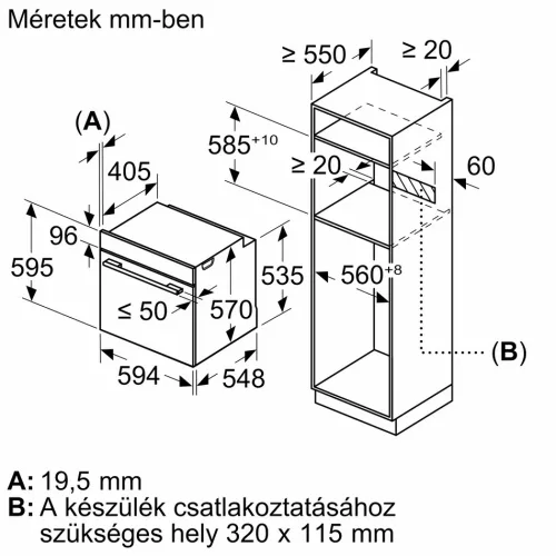 BOSCH HBA534BW0 Serie 4 beépíthető sütő 71 liter, 7 fűtési mód, EcoClean Direct