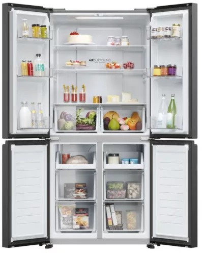 HAIER HCR3818ENPTE 4 ajtós hűtőszekrény, E energiaosztály, fekete