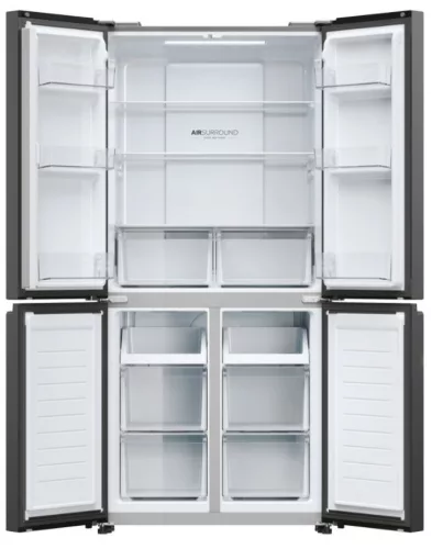 HAIER HCR3818ENPTE 4 ajtós hűtőszekrény, E energiaosztály, fekete