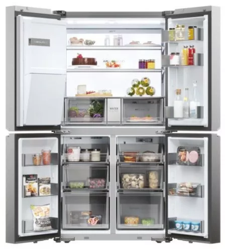 HAIER HCR7918EIMP négyajtós többajtós hűtőszekrény 601 l, No Frost, E energiaosztály, platina inox