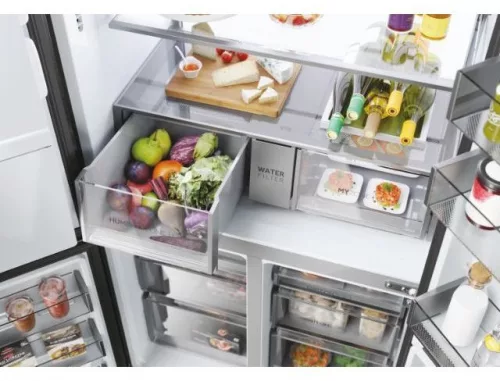 HAIER HCR7918EIMP négyajtós többajtós hűtőszekrény 601 l, No Frost, E energiaosztály, platina inox