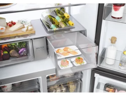 HAIER HCR7918EIMP négyajtós többajtós hűtőszekrény 601 l, No Frost, E energiaosztály, platina inox