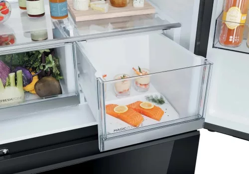 Haier HFKR5718DNGB négyajtós hűtőszekrény, D energiaosztály, No Frost, fekete