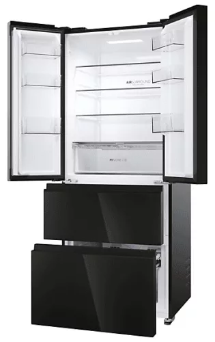Haier HFR3718ENGB többajtós No Frost hűtőszekrény, 402 l, E energiaosztály, fekete