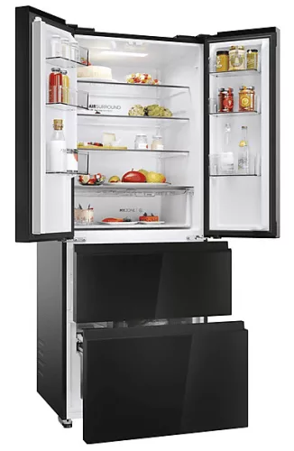 Haier HFR3718ENGB többajtós No Frost hűtőszekrény, 402 l, E energiaosztály, fekete