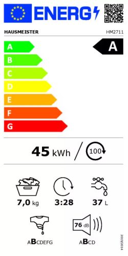 HAUSMEISTER HM2711 keskeny elöltöltős mosógép  