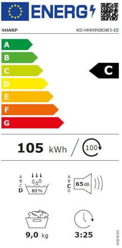 SHARP KD-HHH9S8GW3-EE szárítógép hőszivattyús