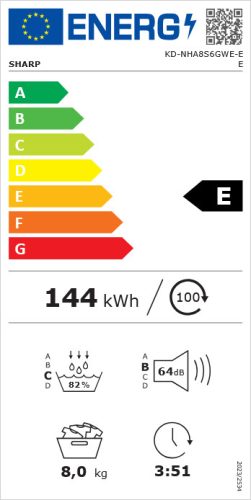 SHARP KD-NHA8S6GWE-EE hőszivattyús szárítógép 8 kg