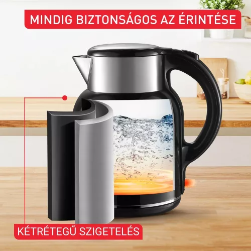 TEFAL KO1908E0 Thermo Protect XL vízforraló, fekete, 1,9 l