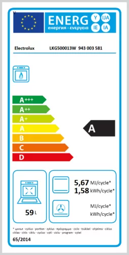 Electrolux LKG500013W gáztűzhely gáz sütővel és gáz főzőlappal