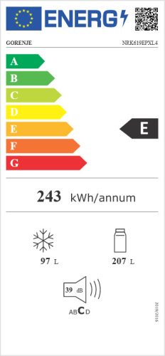 GORENJE NRK619EPXL4 alulfagyasztós hűtőszekrény, No-Frost, szürke